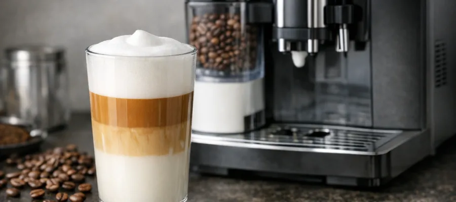 Latte Macchiato mit Milchschaum vom Kaffeevollautomat