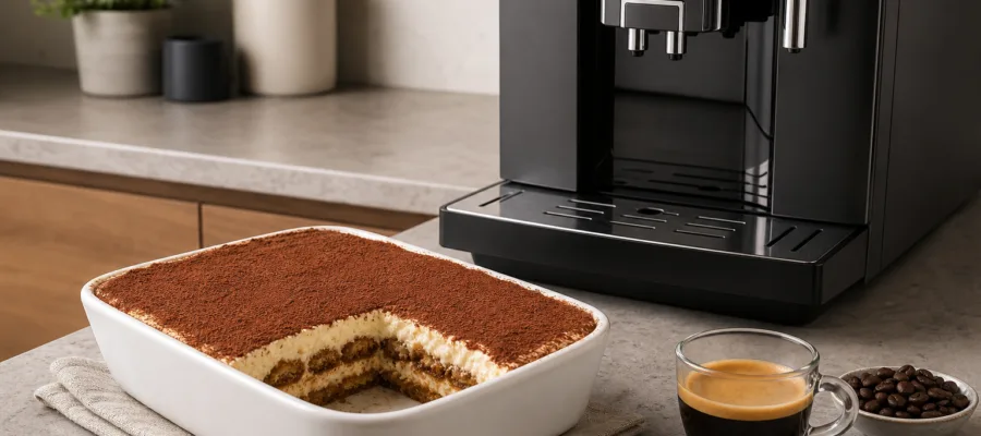 Tiramisu mit Espresso aus dem Kaffeevollautomat